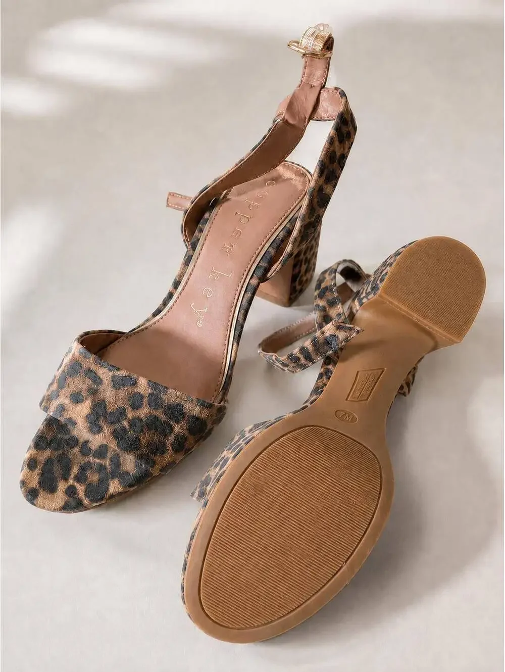 NWT Copper Key Leopard Print Platform Block Heel Sandals Size 7M NWOB